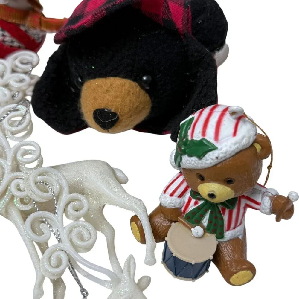 Christmas Ornaments Bundle Retro Animals Holiday Decor Crafts Mix